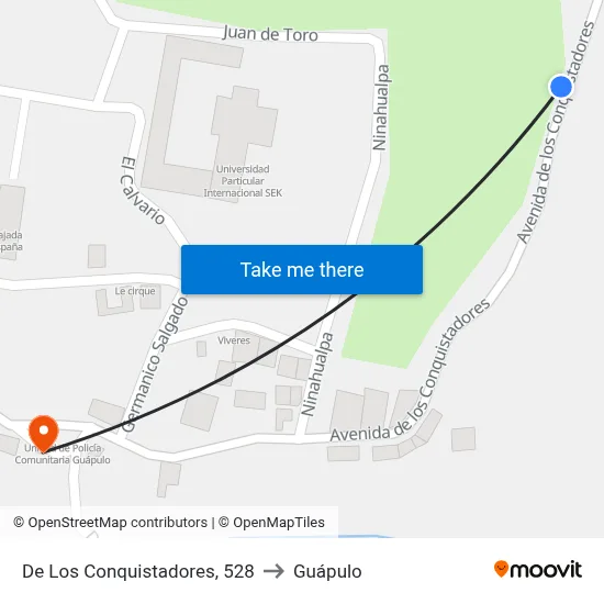 De Los Conquistadores, 528 to Guápulo map