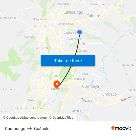 Carapungo to Guápulo map