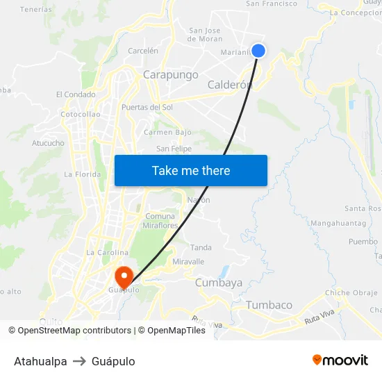 Atahualpa to Guápulo map