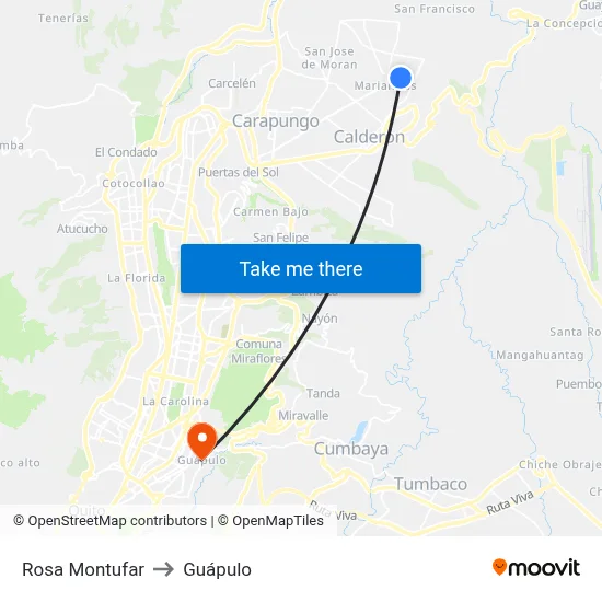 Rosa Montufar to Guápulo map