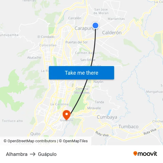 Alhambra to Guápulo map