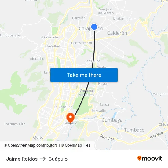 Jaime Roldos to Guápulo map