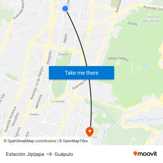 Estación Jipijapa to Guápulo map
