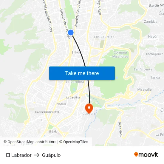 El Labrador to Guápulo map