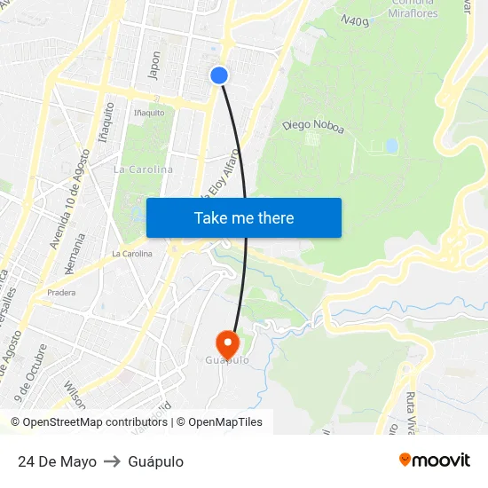 24 De Mayo to Guápulo map