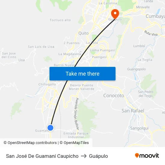 San José De Guamaní Caupicho to Guápulo map