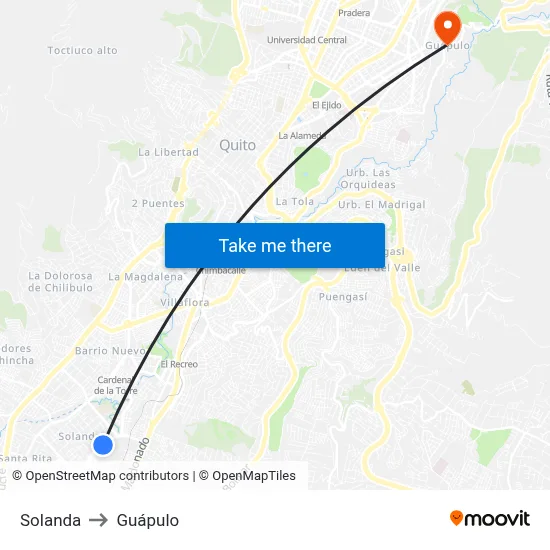 Solanda to Guápulo map