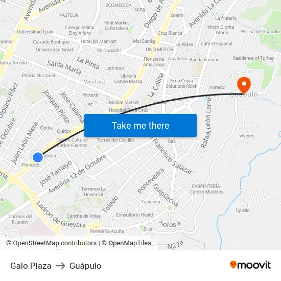 Galo Plaza to Guápulo map