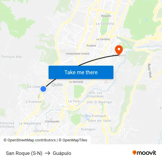 San Roque (S-N) to Guápulo map