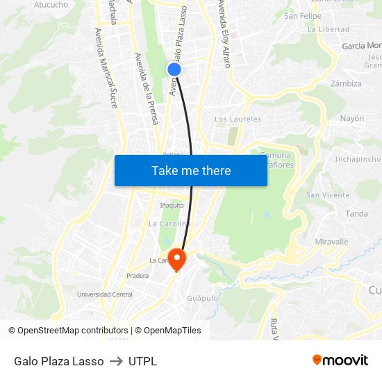 Galo Plaza Lasso to UTPL map