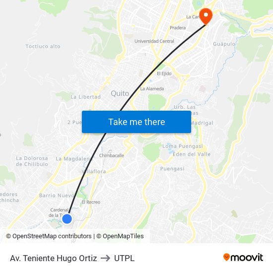 Av. Teniente Hugo Ortiz to UTPL map