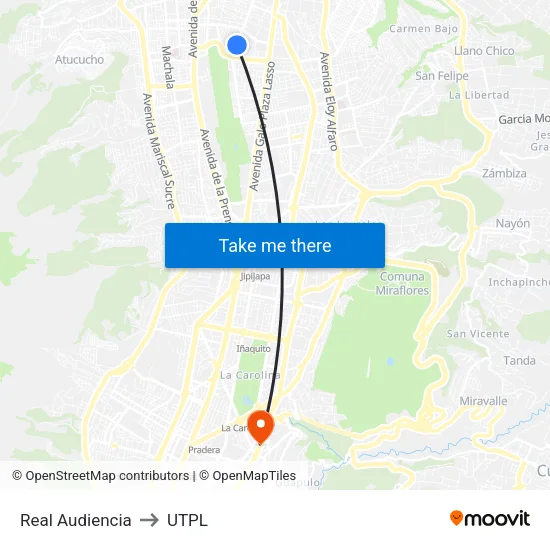 Real Audiencia to UTPL map