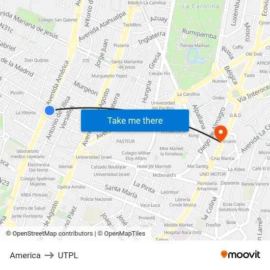 America to UTPL map
