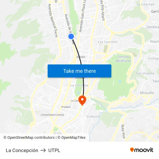 La Concepción to UTPL map