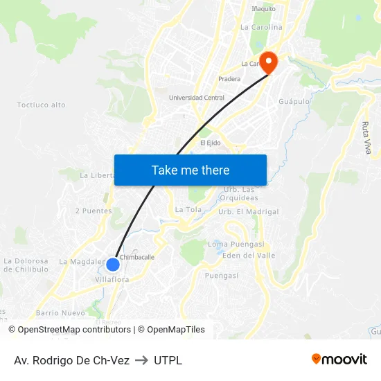Av. Rodrigo De Ch-Vez to UTPL map