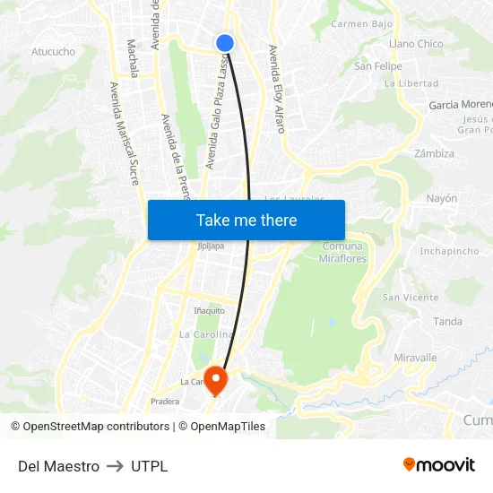 Del Maestro to UTPL map