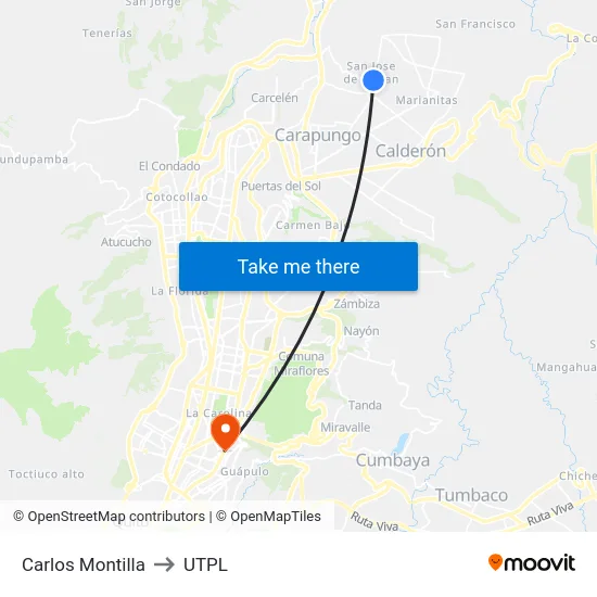 Carlos Montilla to UTPL map