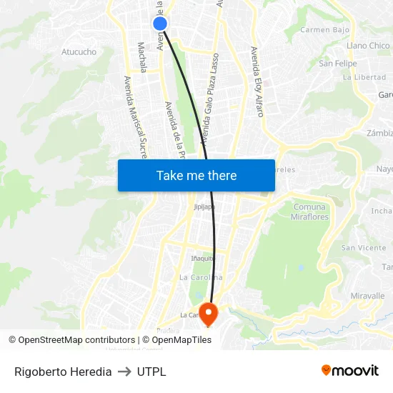 Rigoberto Heredia to UTPL map