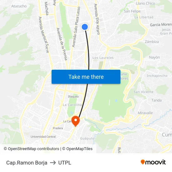 Cap.Ramon Borja to UTPL map
