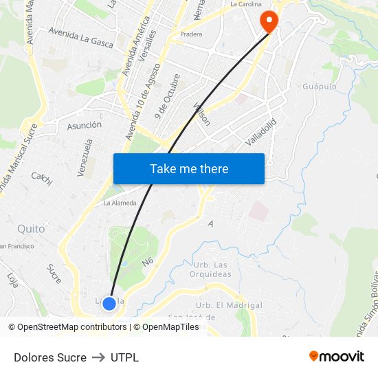 Dolores Sucre to UTPL map