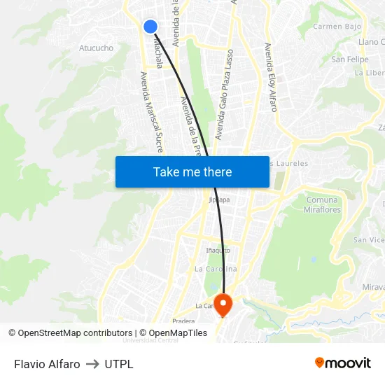 Flavio Alfaro to UTPL map