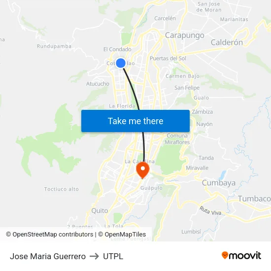 Jose Maria Guerrero to UTPL map