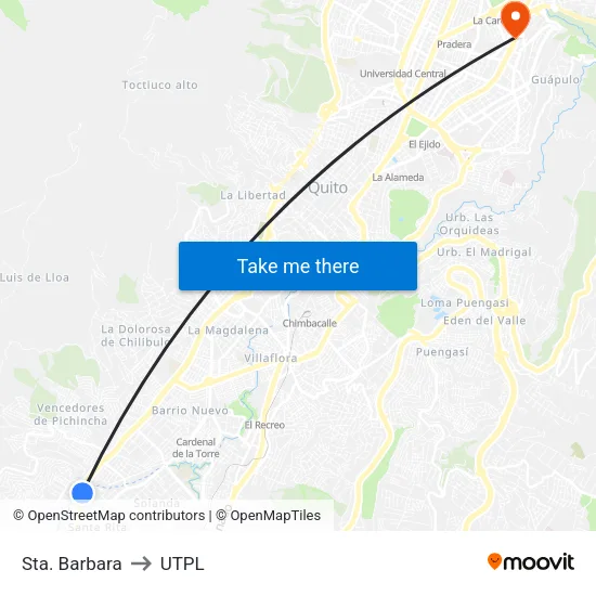 Sta. Barbara to UTPL map