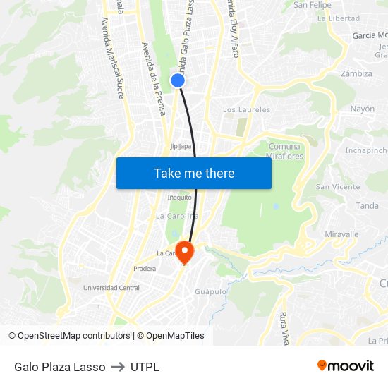 Galo Plaza Lasso to UTPL map