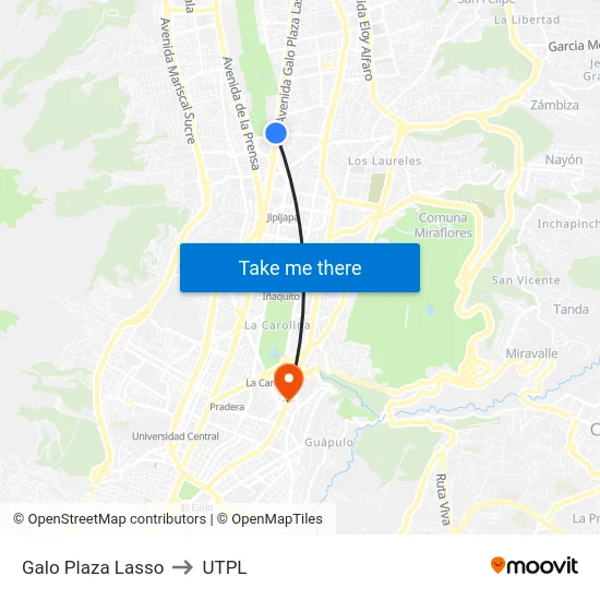 Galo Plaza Lasso to UTPL map
