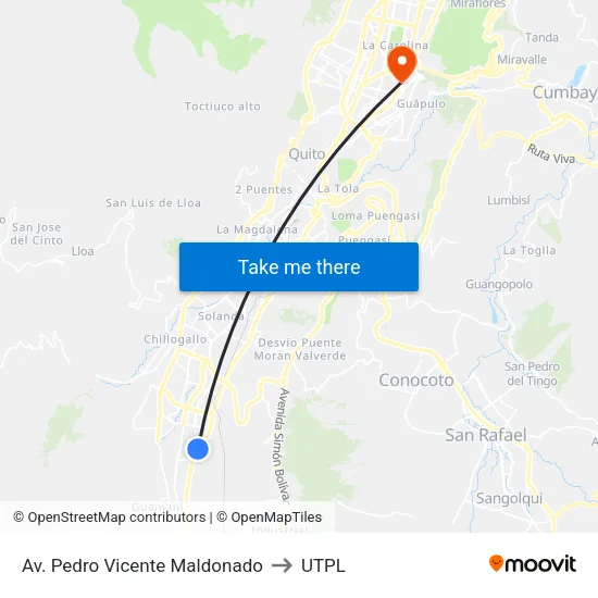 Av. Pedro Vicente Maldonado to UTPL map