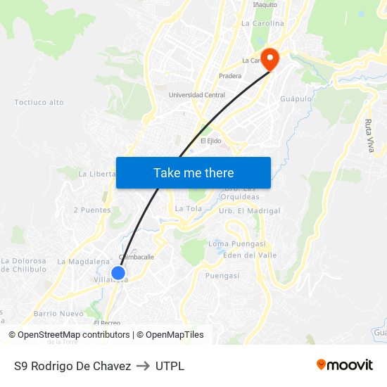 S9   Rodrigo De Chavez to UTPL map