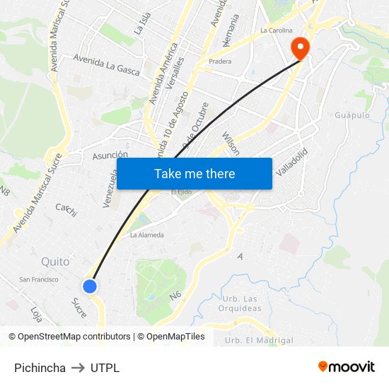 Pichincha to UTPL map