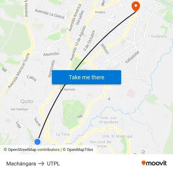 Machángara to UTPL map