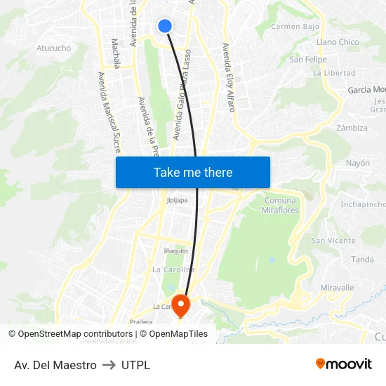 Av. Del Maestro to UTPL map