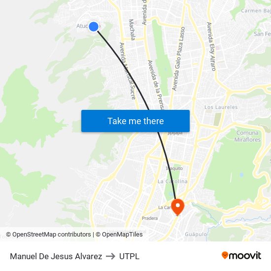 Manuel De Jesus Alvarez to UTPL map