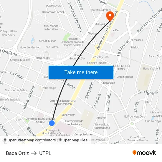 Baca Ortiz to UTPL map