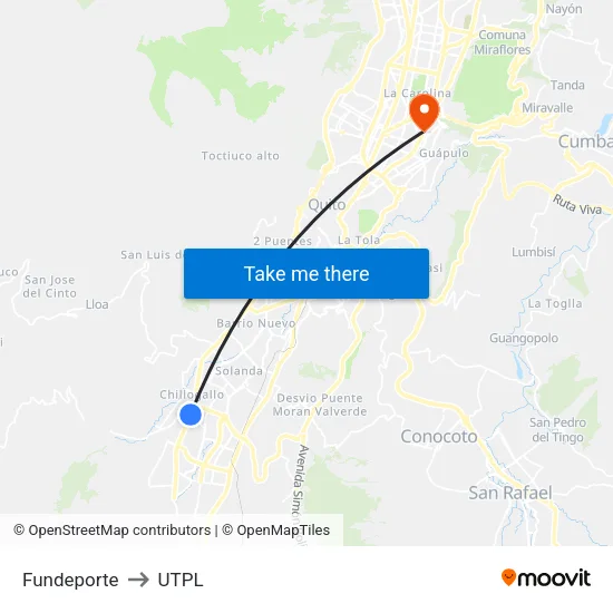 Fundeporte to UTPL map