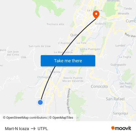 Mart-N Icaza to UTPL map