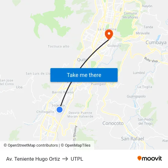 Av. Teniente Hugo Ortiz to UTPL map