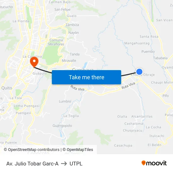 Av. Julio Tobar Garc-A to UTPL map