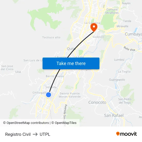 Registro Civil to UTPL map