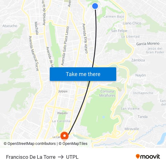 Francisco De La Torre to UTPL map