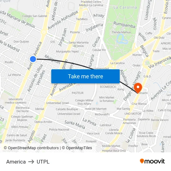 America to UTPL map