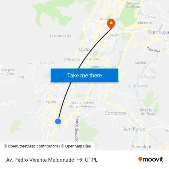Av. Pedro Vicente Maldonado to UTPL map