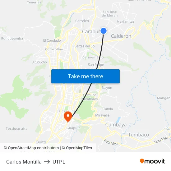 Carlos Montilla to UTPL map