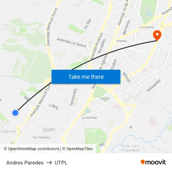 Andres Paredes to UTPL map