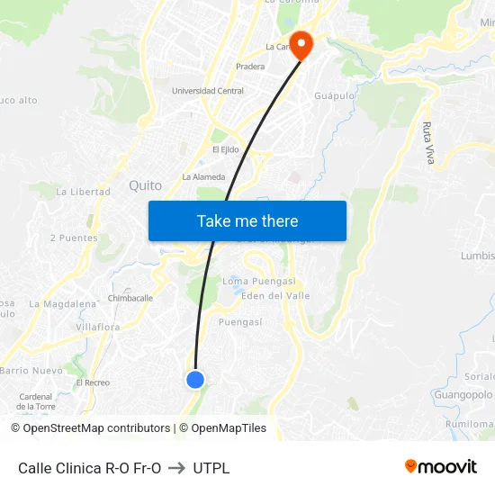 Calle Clinica R-O Fr-O to UTPL map