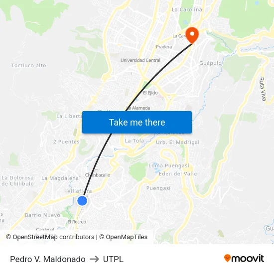 Pedro V. Maldonado to UTPL map