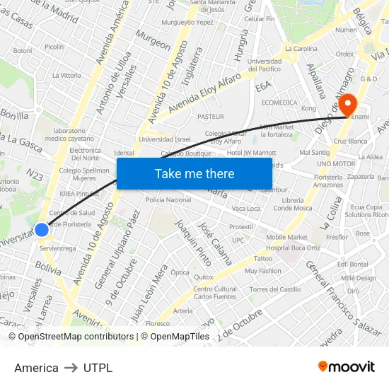 America to UTPL map