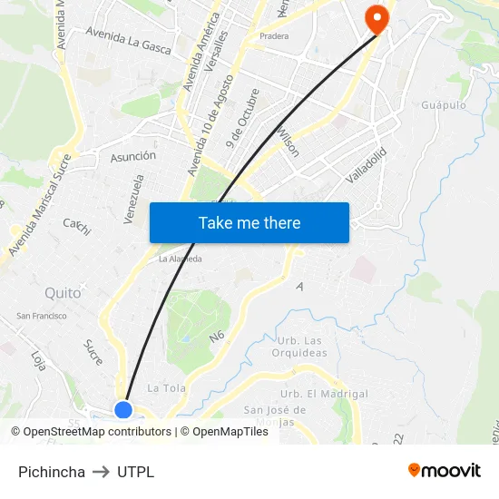Pichincha to UTPL map
